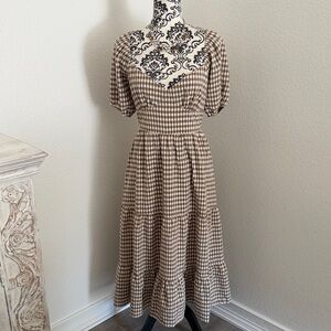 Le Lis  Brown Gingham Midi Dress size large